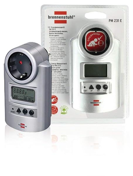 Brennenstuhl Primera Line Energiemessgert PM 231 E Strommessgert mit erhhtem Berhrungsschutz Energiekostengert mit 2 individuell einstellbaren Stromtarifen