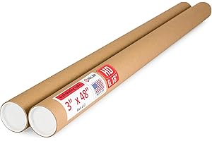 Paclord 3" x 48" Heavy-Duty Reinforced Cardboard Mailing Tube, Pack of 2 Tubes with 4 Caps – Secure USPS Approved – Great for Shipping and Storing of Prints, Artwork, Posters or Documents