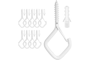White Hooks for Hanging Plants, Outdoor String Lights, Ceiling - Screw in, Cup, Eye Hooks - Heavy Duty Crochet Exterieur