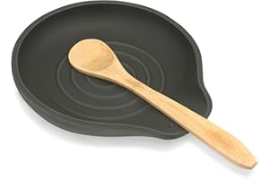 VanlonPro Silicone Spoon Rest for Stove Top - BPA-Free, Heat-Resistant Spoon Holder - Spoon Rest for Kitchen Counter - Large Cooking Utensil Rest for Spoons, Spatulas, Ladles or Tongs - Black
