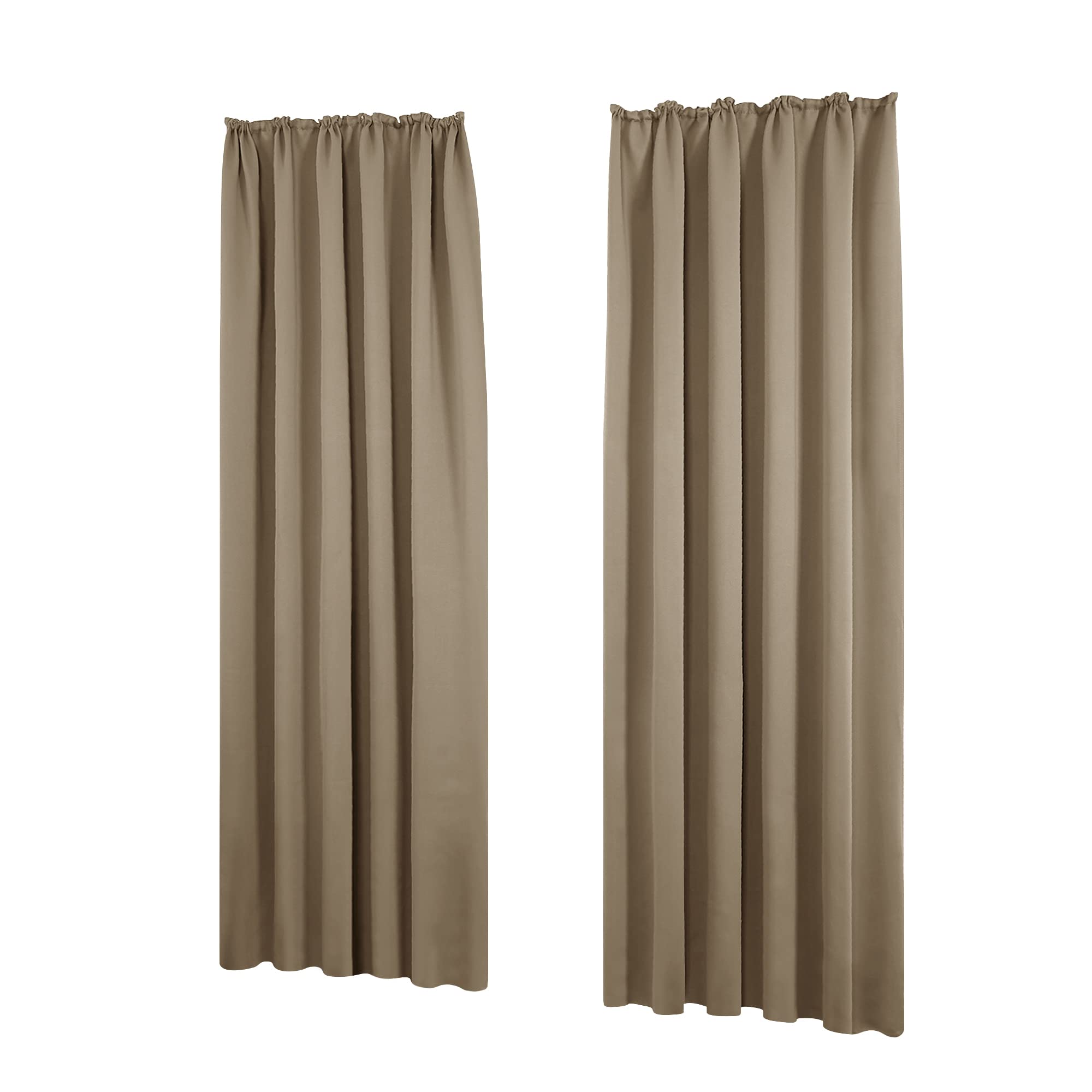 Deconovo Super Soft Solid Blackout Curtains Pencil Pleat Curtains Thermal Insulated Curtains for Living Room W55 x L82 Khaki One Pair