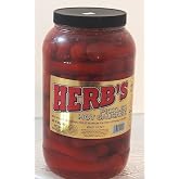 Herbs RED HOT Pickled Sausage (1 Gal. Jar) 39 Count Beef &amp; Chicken No Pork