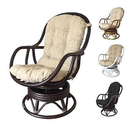 Dark Brown Ratan Chair amazon com rattan swivel rocking chair erick with cushion dark brown beige cushion kitchen dining