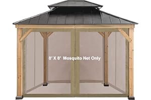 CoastShade Universal Replacement Canopy Mosquito Netting Screen Sidewalls Height 7FT for 8x8 or 10x10 or 10x12 Gazebo Canopy,Beige