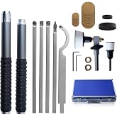 RUITOOL Wood Lathe Tools Set with Carbide Lathe Tools and Bowl Sander | 5 Carbide Cutters, Bowl Sander, 1" and 2" Mandrels, 50 Sanding Discs from 60-320 Grit, Extendable Aluminum Alloy Handles