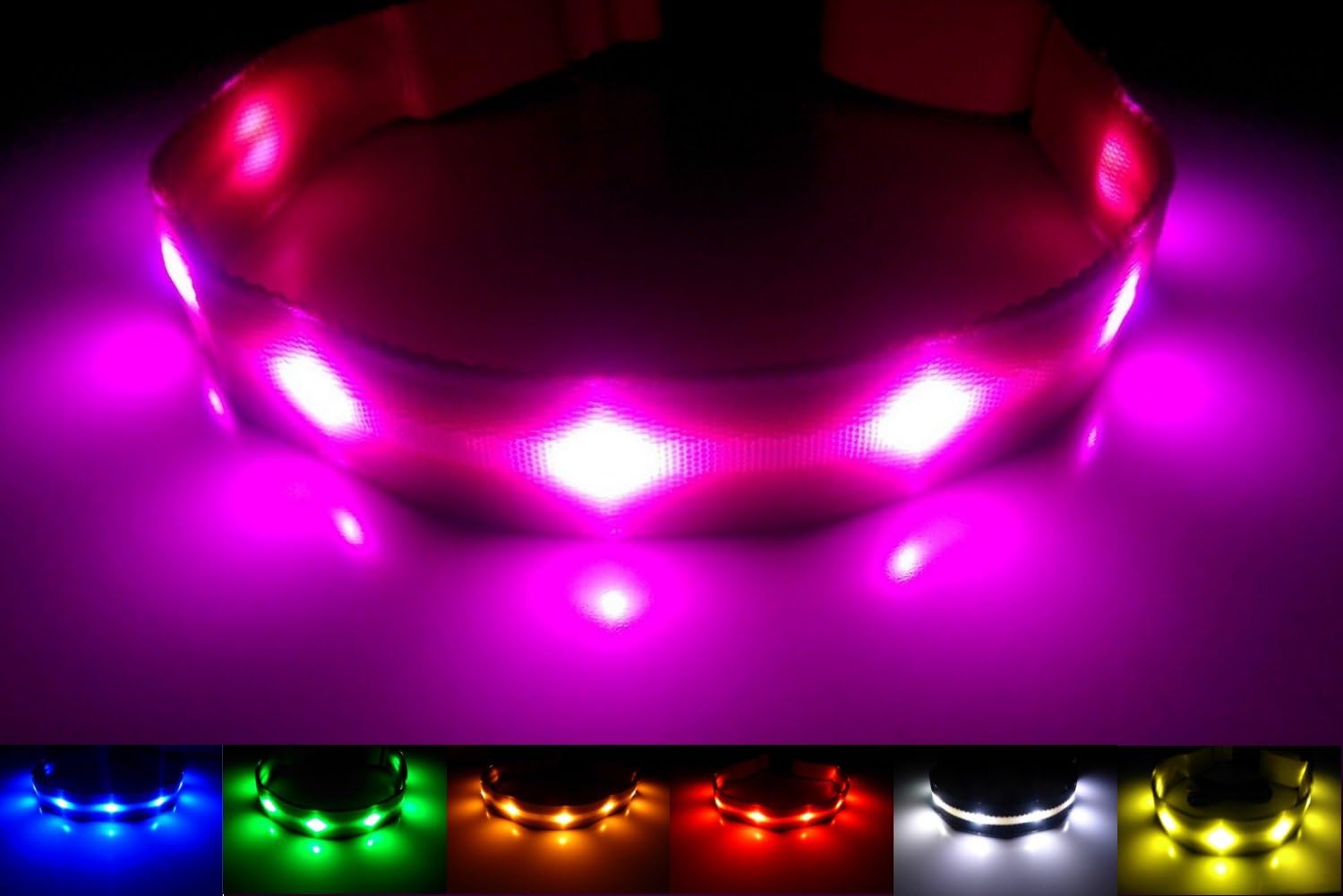 GoDoggie-GLOW USB Rechargeable LED Dog Safety Collar, X-Large ( 16.9 - 27.5" / 43 - 70 cm ), Pink
