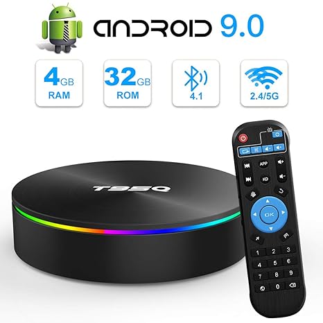YAGALA Android TV Box, YAGALA T95Q Android 8.1 TV Box 4GB RAM 32GB ROM Amlogic S905X2 Quad-core Cortex-A53 Bluetooth 4.1 HDMI 2.1 4K Resolution H.265 2.4GHz&5GHz Dual Band WiFi Smart Box