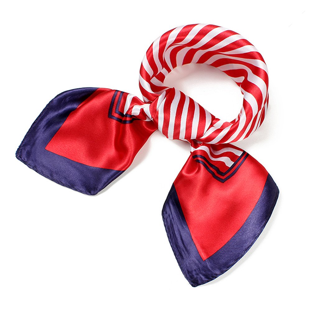 Photo 1 of QBSM Womens 23.6 inch Satin Silk Feeling Formal Square Neck Scarf Head Hair Wraps Kerchief