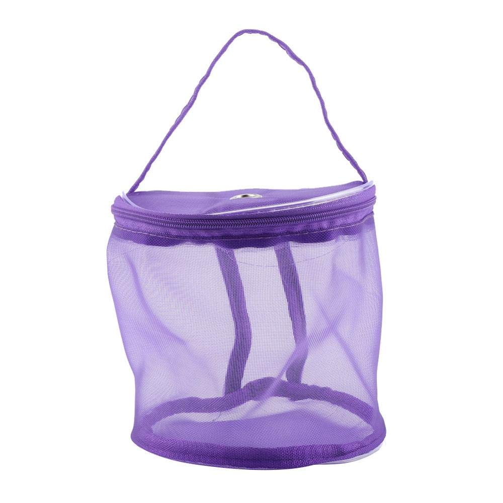 Portable Knitting Bag Cylinder Mesh Wool Storage Bag Lightweight Convenient Container Handbag For Yarn Accessories (Purple)
