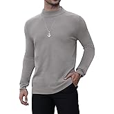MLANM Men's Mock Turtleneck Pullover Sweater Lightweight Sweatshirts Basic Knitted Half Neck Thermal Pullover