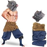 WELLMILLER Inosuke Cosplay Costume Pants Apron Suit Full Set with Inosuke Mask for Adult Men Women