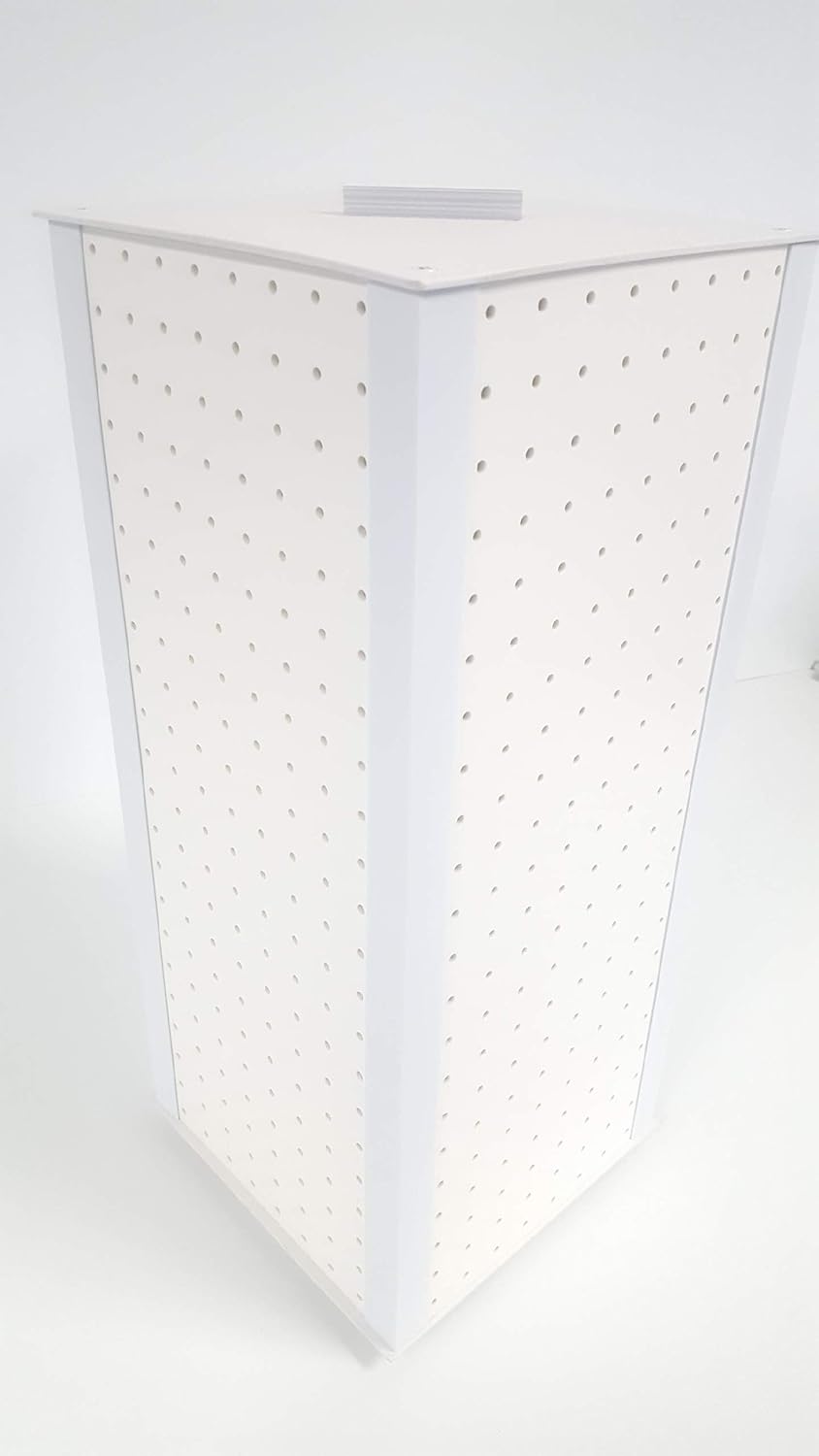 Playwin All White 4-Sided Revolving Pegboard Countertop Display (23 x 9 1/2 Inches)