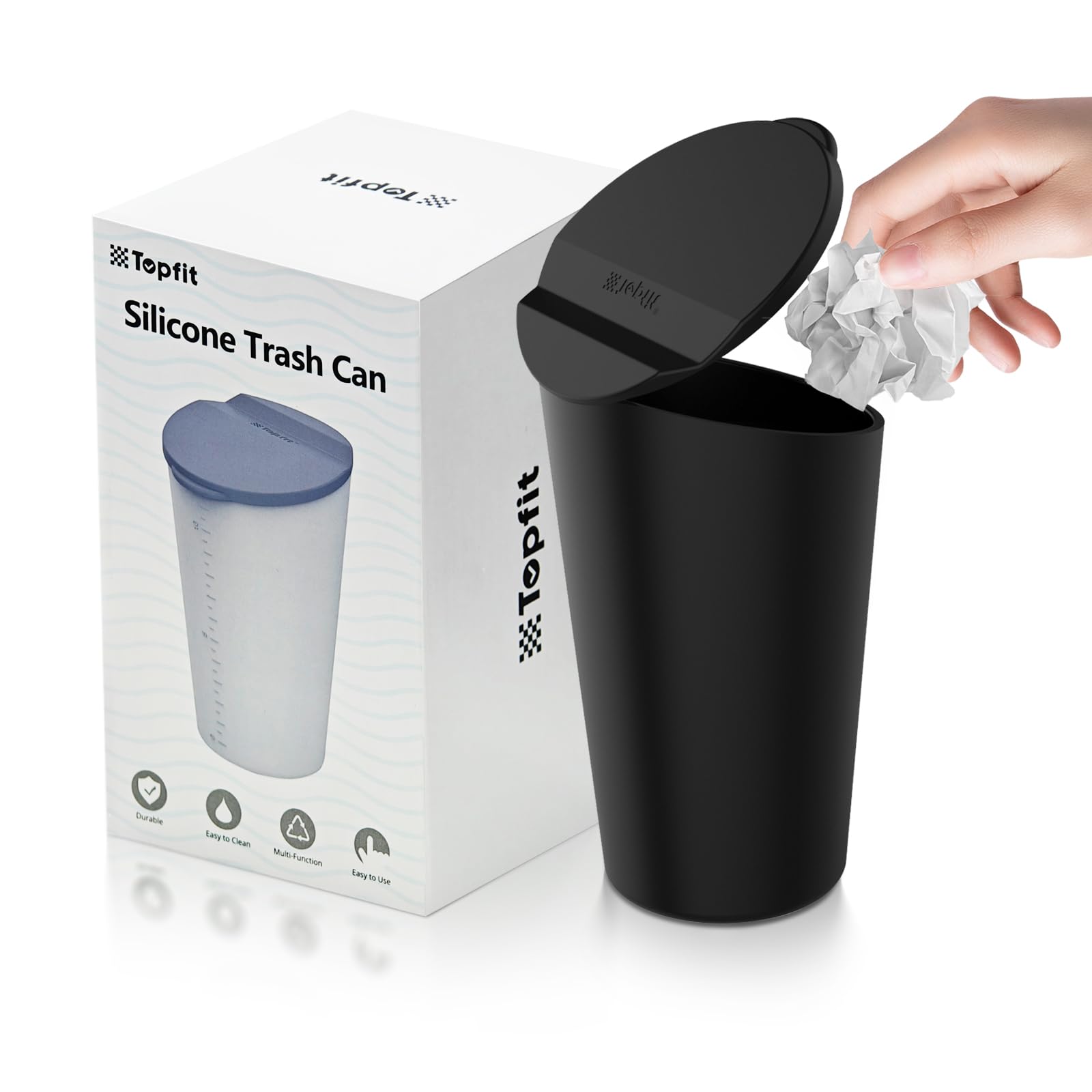 Photo 1 of BMZX Car Trash Can with Lid Small Cup Holder Door Pocket Garbage Can Bin Trash Container Fits Auto Home Office, Black 1 Pack