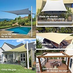 Patio Sun Shade Sail Canopy, 10' x 10' Square Shade