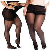 Teaaha 1 Pairs 20D Plus Size Sheer Tights for Women, Comfortable Stockings High Waist Control Top Pantyhose with Reinforced Toes for Curvy Women for Daily Wear, Special Occasions (2XL)