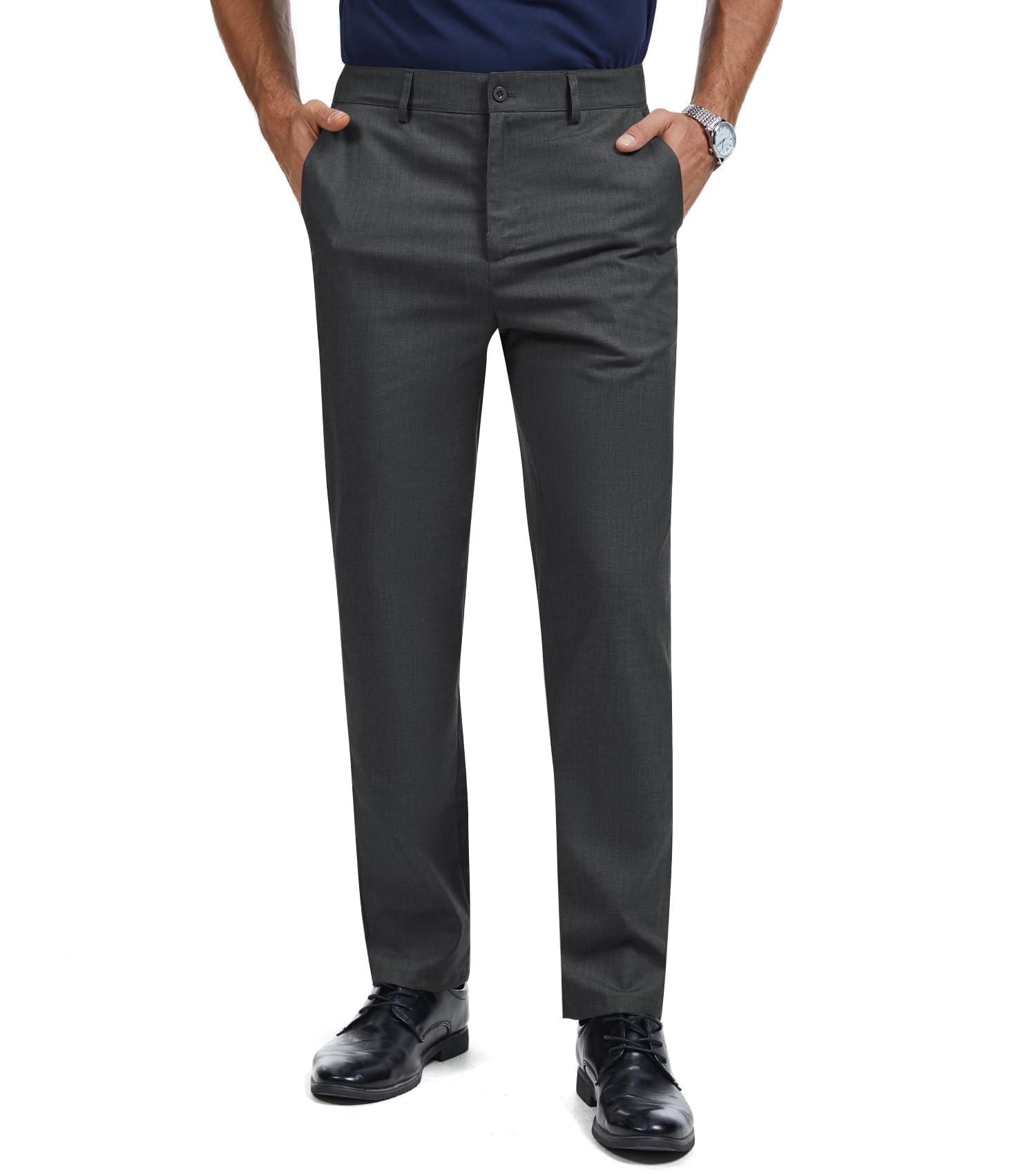 Men's Tall Classic Fit Flex Flat Front Dress Pants Formal Pants for ...