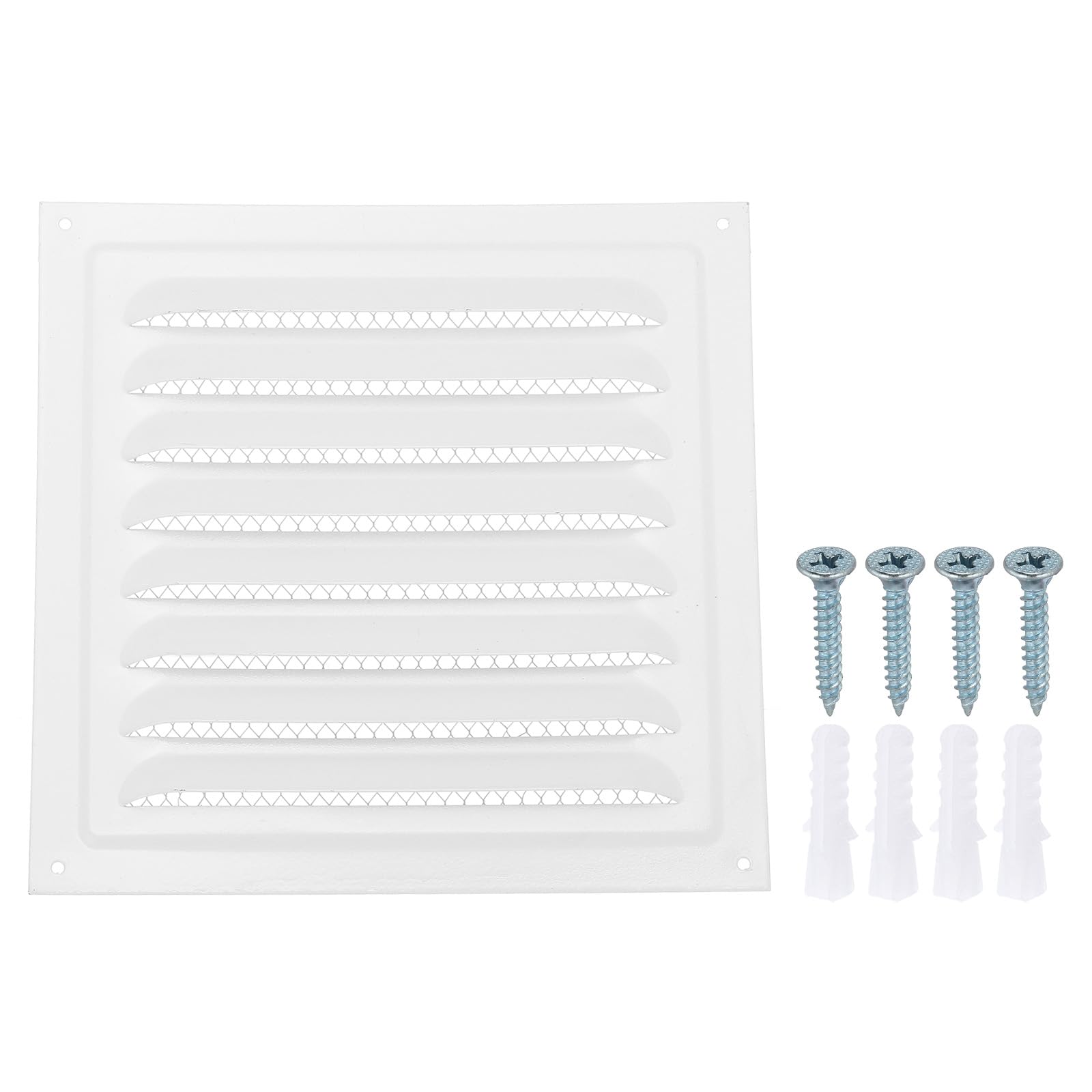 PATIKIL 8"x8" Stainless Steel Gable Vent, Exterior Wall Outlet Vent Cover HVAC Air Grille Louvered Screen Mesh for Kitchen Bathroom Ventilation, White