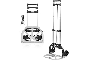Leeyoung Folding Hand Truck and Dolly, Aluminum Extended Handle Hand Cart, 175 lb Capacity and 43.31" Long Telescoping Handle for Indoor Outdoor Moving Travel