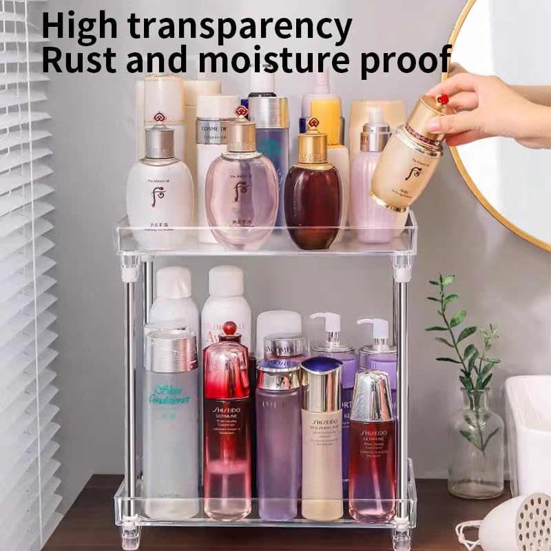 KSDSOAM 2 Tier Bathroom Counter Organizer, Clear Bathroom Countertop