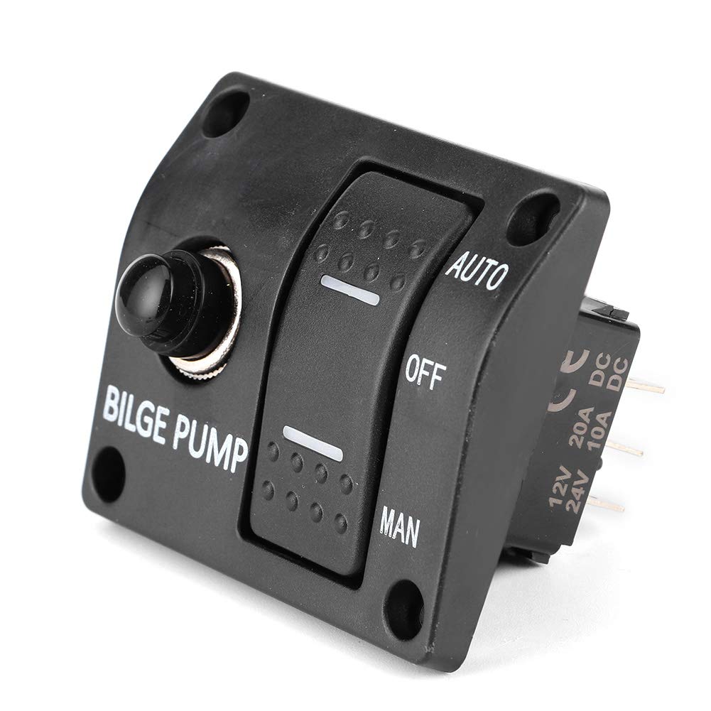 Bilge Pump Control, LED Indicators Bilge Pump Switch Panel for 12V 24V DC Boat Bilge Pump