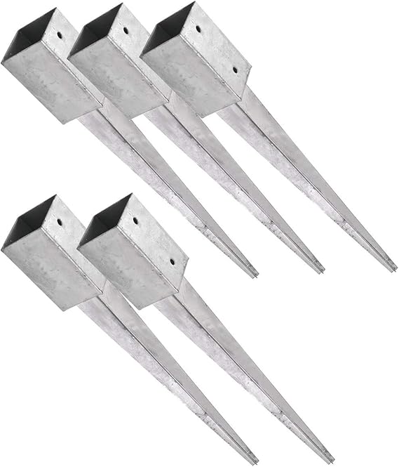 Pfostenträger-Set: 5x Bodeneinschlaganker verzinkt für 9x9 cm Pfosten