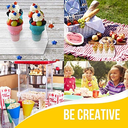 8 Holes Acrylic Mini Ice Cream Waffle Cones Stand Rack to Display Ice Cream Snow Cone Popcorn Candy French Fries Sweets Savory