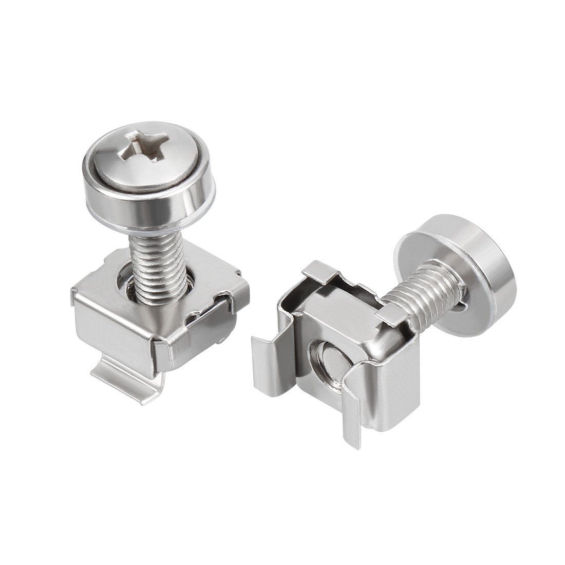 Sourcingmap 55 Pack, Cage Nuts and Screws, M5x20mm, Carbon Steel Nickel Plated for Server Rack Cabinet