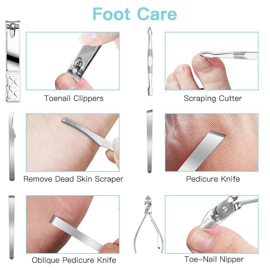 Nail Clippers Set 18PCS Manicure Set Manicure & Pedicure Tools Professional Nails Includes Scissor Tweezer Knife Ear Pick Cuticle Remover Tools - Nail Care Tools with Travel Case (black) : Beauty