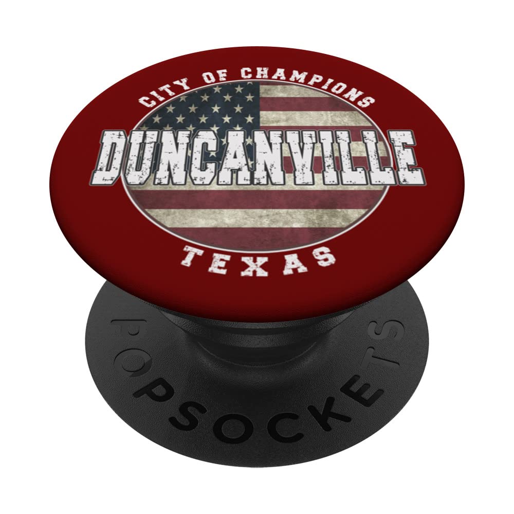 Duncanville Texas, Vintage American flag PopSockets Swappable PopGrip