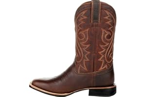 cakiesky Men's Fashion High Tube Embroidery Retro Leather Boots Men's Wide-head Western Cowboy Boots Middle Tube Thick Boots