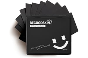 BeGoodSkin Oil Absorbing Sheets with Mirror & Puff, Natural Oil Control Film, Blotting Paper for Face & Hair, Makeup Friendly, Shine Control for Oily Skin, Matte Finish, 100 Sheets