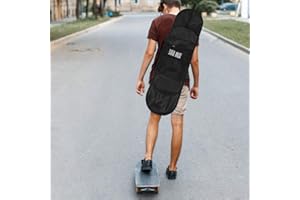 Waterproof Skateboard Backpack With Adjustable Shoulder Strap, Foldable Holder Packet for 31-32 Inch Boards, Travel and Outdo