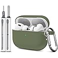 WOYINGE for AirPod Pro Case Cover with Cleaner Kit, Soft Silicone Cover for AirPods Pro 2nd Generati/1st Comes with Keychain for Women Men,Suitable for 2nd Generation Case Army Green