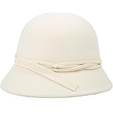 HH HOFNEN Women Cloche Felt Hat Winter Wool Bucket Hat Vintage Fedora Bowler Hat