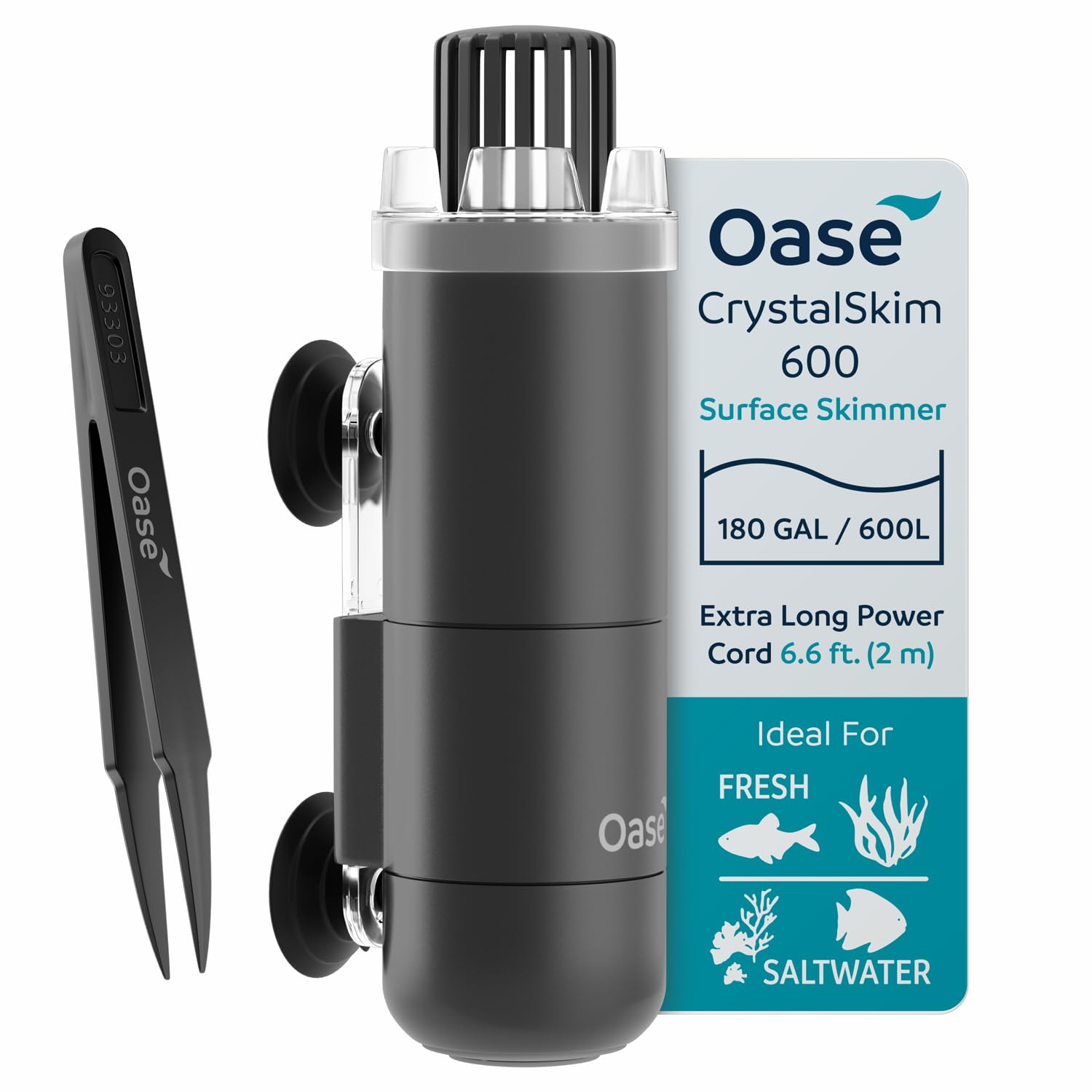 Photo 1 of OASE CrystalSkim 600 Surface Skimmer for Freshwater and Marine Aquariums – Compact Internal Filter for Film Oil and Debris Removal, Quiet, Adjustable Flow, Shrimp-Safe, for Tanks up to 160 Gal / 600 L