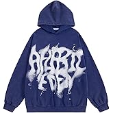 Aelfric Eden Graphic Hoodies Abstract Print Washed Hoodie Long Sleeve Acid Washed Hooded Sweatshirts Trendy Y2k Tops