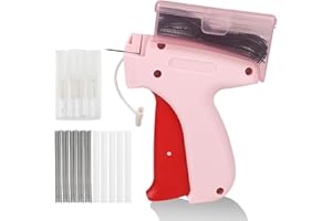 VITAXLYFE Quick Clothing Fixer,Mini Stitch Gun for Clothes,Fine Stitch Speedy Tagging Gun for Clothing,Sewing Quilting Hemming Tool Kit with 6 Needles,1500 Black & 1500 White Micro Fasteners,Pink