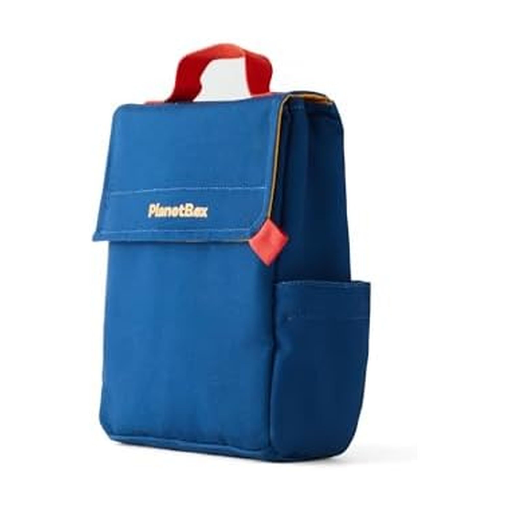 PlanetBox Lunch Sack – Set Sail Blue- Fold Top Lunch Bag with Sturdy Handle, Expandable Side Pocket and Interior Pocket – Durable, BPA-Free, and Machine Wash Safe