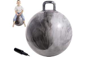 Upper Rider Clouds Hopper Ball for Kids,20 Inch Bouncy Ball with Handle,Grey Inflatable Hippity Hop for Boys Girls Aged 6-12, Indoor Outdoor Jumping Toys Gift with Pump