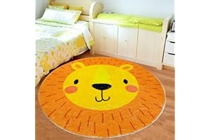Lacomfy Kids Play Rug Mat 4Ft Round Lion Animal Carpet for Children Boys Girls Circle Baby Nursery Jungle Animal Crawling Mat Cartoon Floor Carpet for Kids Bedroom Playroom