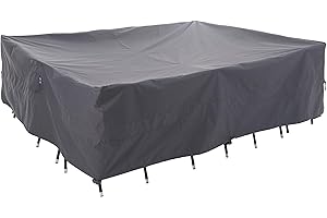 WJ-X3 Extra Large Patio Furniture Set Covers Waterproof, Outdoor Table Cover Heavy Duty, Lawn Sectional Set Cover Anti-Fading, High Wind Resistant & Anti-UV, 180W x 96D x 36H in, Grey