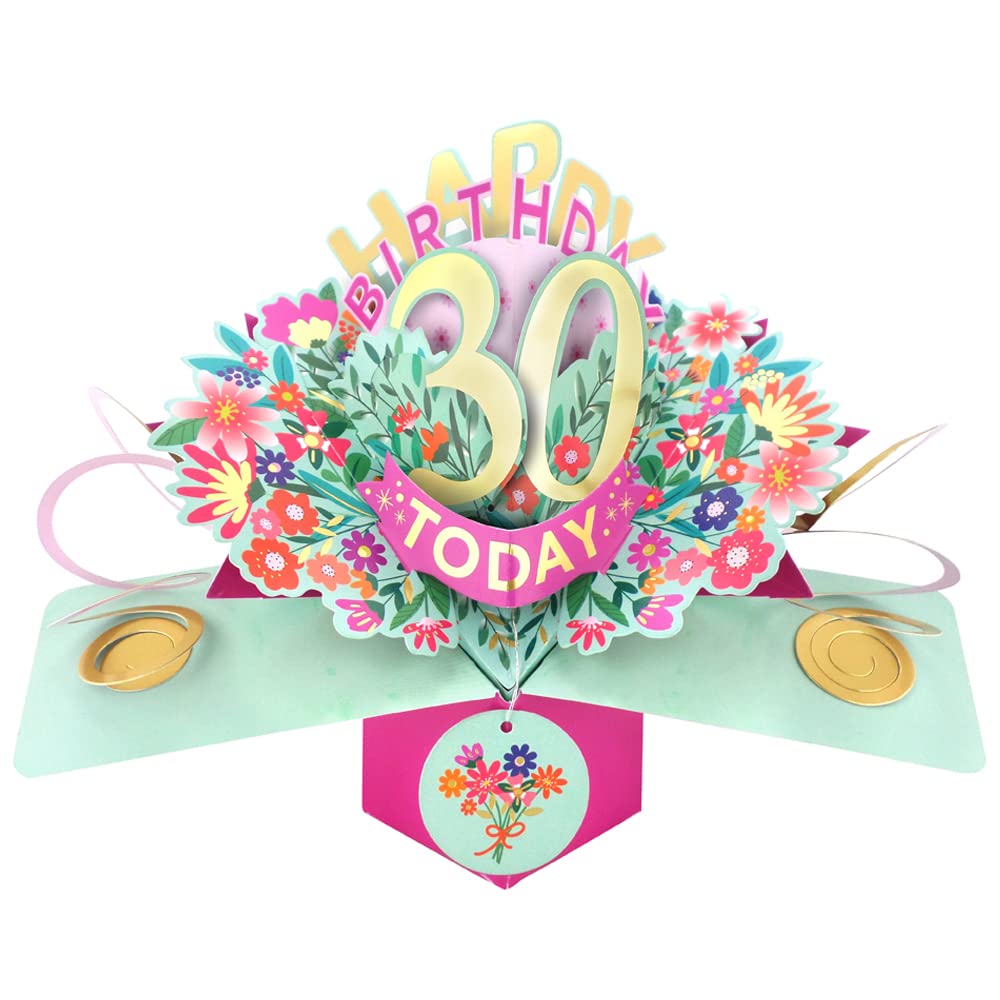 Happy 30th Birthday 30 Today Pop-Up Greeting Card Love Kate's Pop Up Cards Her POP215MC30