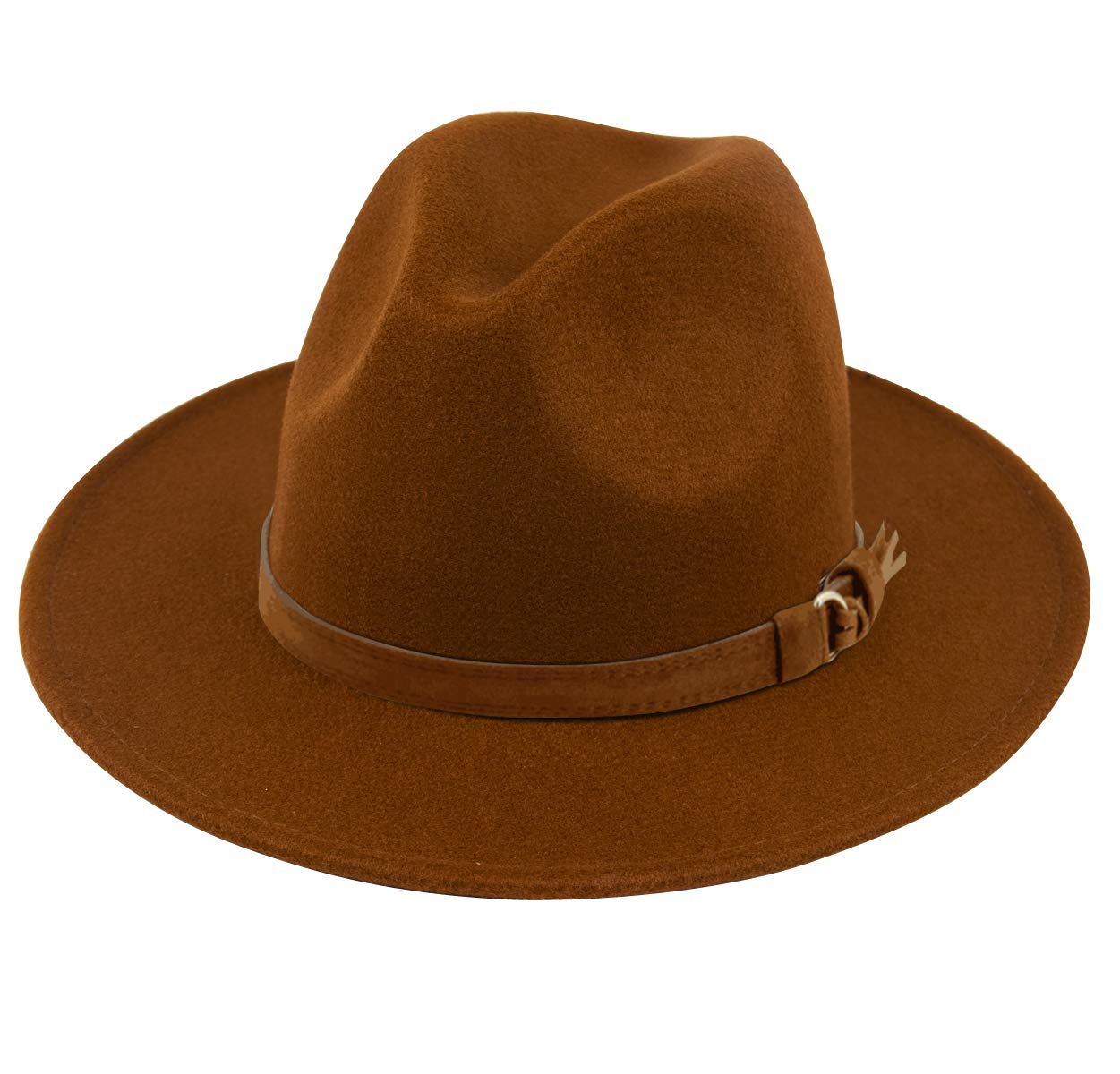 LanzomWomens Classic Wide Brim Floppy Panama Hat Belt Buckle Wool Fedora Hat Fit Size 6 8/7-7 1/4