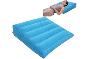 Travel-Specific Inflatable Wedge Pillow, Velvet-Finish Triangular Pillow, Suitable for Sleep Apnea, Back Support, Leg Elevati