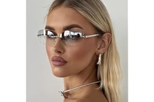Women'S Retro Futuristic Frameless Oval Sunglasses - Lightweight Polycarbonate Lens Fashion Sunglasses