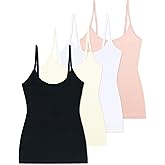 Comfneat Women's 4-Pack Slim-Fit Camisoles Cotton Adjustable Spaghetti Strap Top Underwear