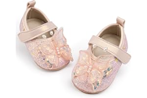 HsdsBebe Baby Girls Mary Jane Flats Non Slip Soft Sole Bowknot Princess Wedding Dress Shoes Toddler First Walkers Infant Newborn Baptism Crib Shoes