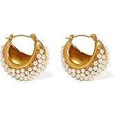 Gold Earrings for Women, 18K Gold Plated Drop Earrings, Statement Fashion Stub Earrings Gold Jewelry Valentine's Day Gift for Women