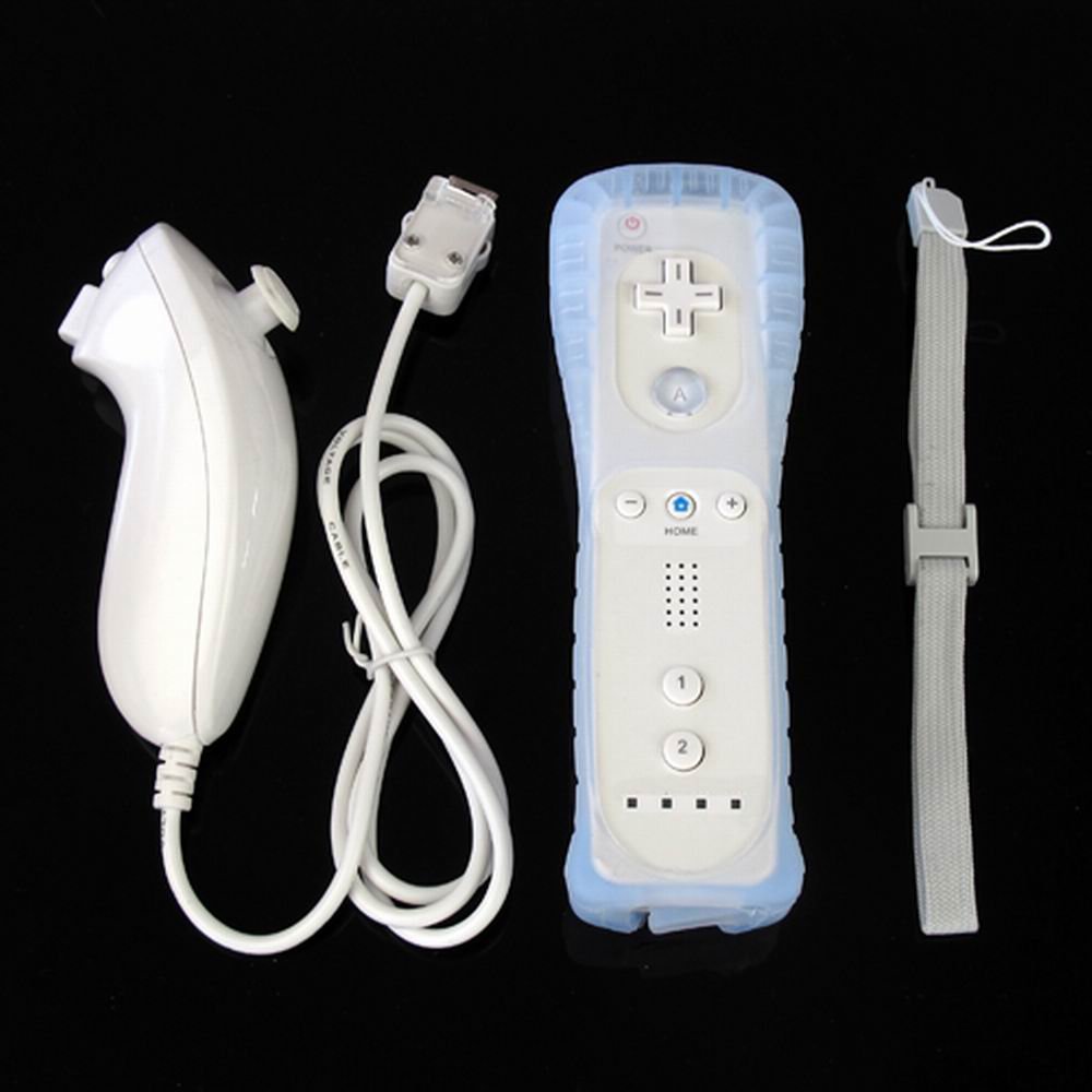 Buyinhere™ White Remote Wiimote Nunchuck Controller Set Combo Bundle