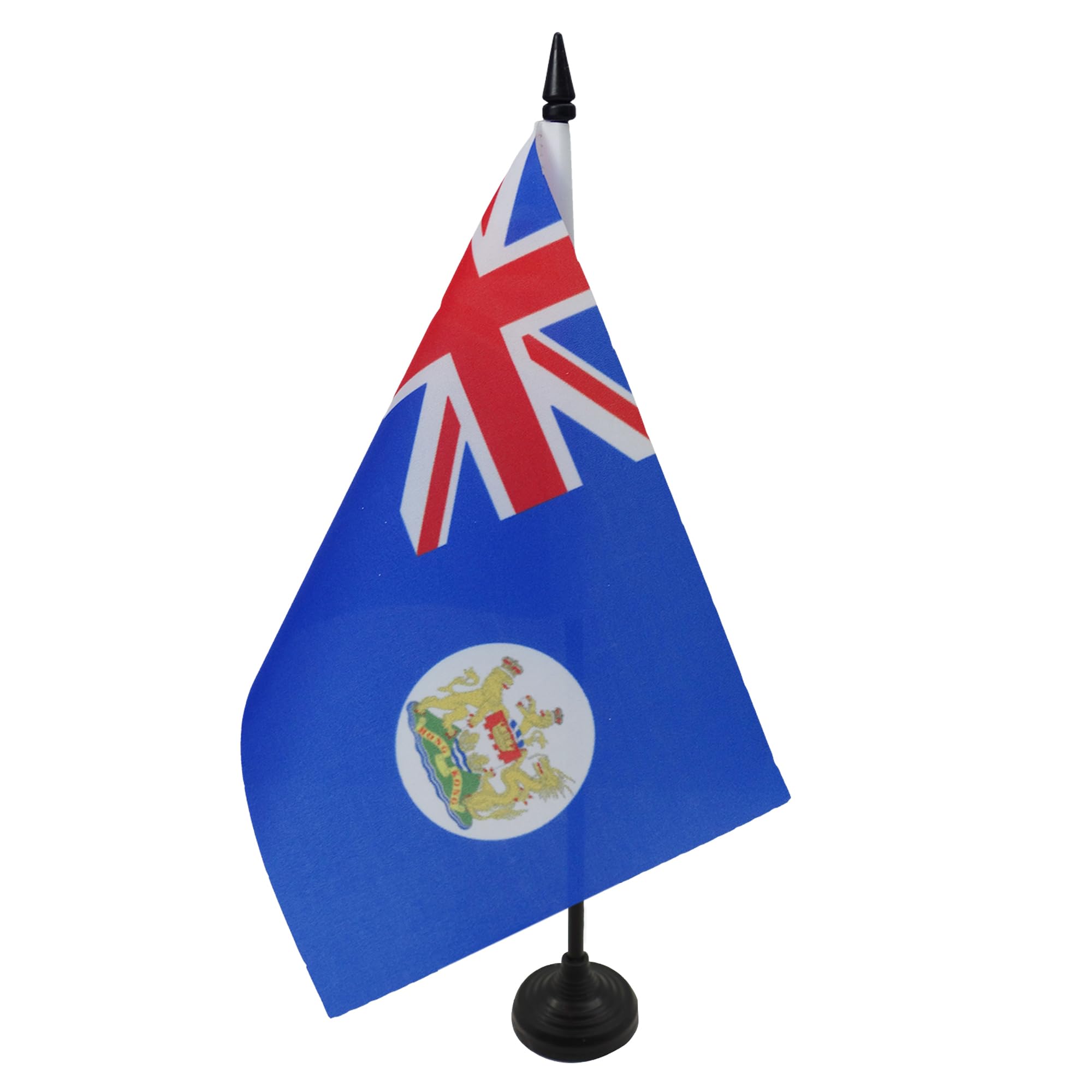 AZ FLAG Hong Kong Old Table Flag 5'' x 8'' - Hong Konger Office Decoration 100% Polyester 21 x 14 cm - Mini Desk Flag with Pole and Black Plastic Base